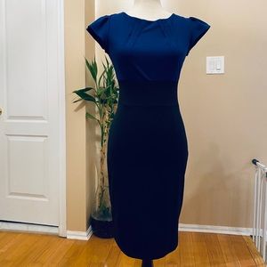 Short sleeves dress
Knee-length 
Blue and black